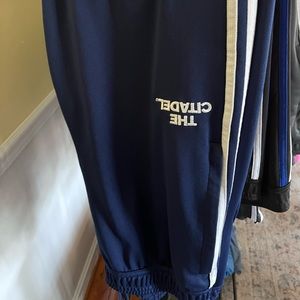 The Citadel Adidas Active Track Jogger Pants, Size L, Navy Blue White Stripe
